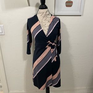 Ann Taylor striped wrap dress
